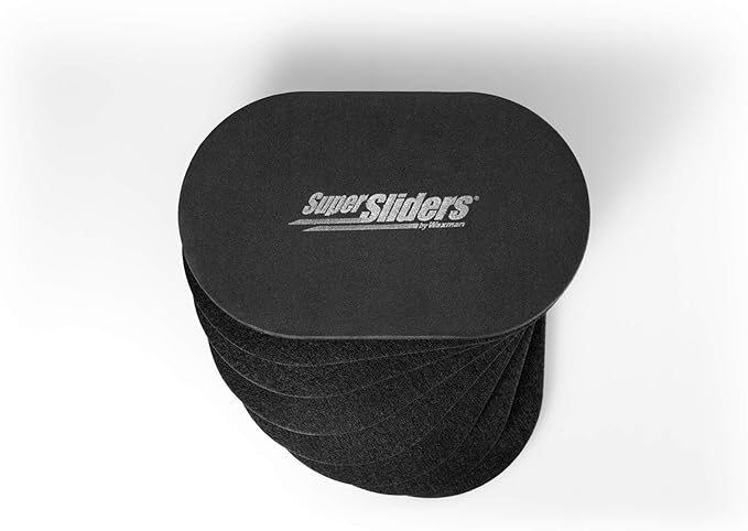 Super Sliders 5-3/4" x 9-1/2" XL Oval Reusable Felt Furniture Sliders for Hard Surfaces, Anti-Slip Protective Furniture Moving Pads for Beds, Sofas, Dressers, Set of 4, Black