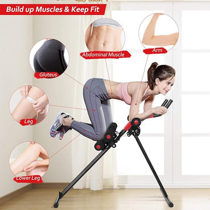 GYMAX Ab Machine, 440LBS Abdominal Workout Equipment with LCD Monitor, Adjustable Incline & Kneed Protection, Folding Compact Ab Trainer for Stomach Workout, Home Gym Core Strength Training