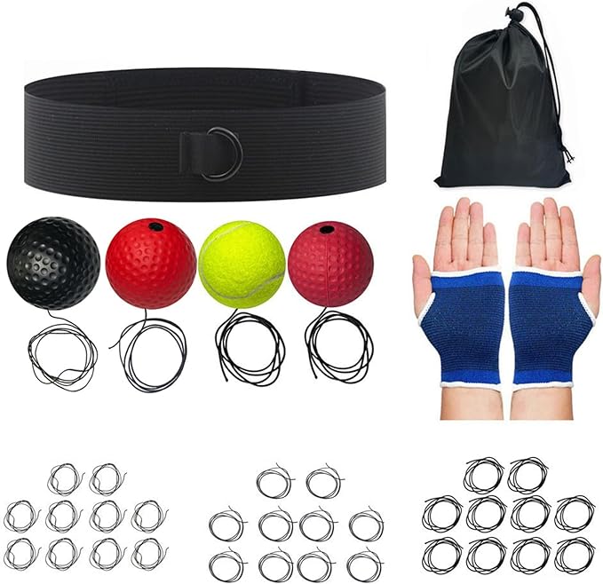 Boxing Reflex Ball Headband Set, Reaction Fitness Training, Boxing Reflex Ball with Adjustable Headband, Training Set with Material, Fitness Accessories, Equipment for Travel Dorm Gym Men Women