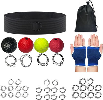 Boxing Reflex Ball Headband Set, Reaction Fitness Training, Boxing Reflex Ball with Adjustable Headband, Training Set with Material, Fitness Accessories, Equipment for Travel Dorm Gym Men Women
