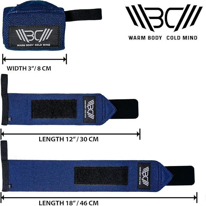 WARM BODY COLD MIND - Weightlifting Wrist Wraps for Cross Training, Powerlifting, Deadlift, Gym, Workout, Exercises & Fitness, Heavy-Duty Wrist Support, Thumb Loop