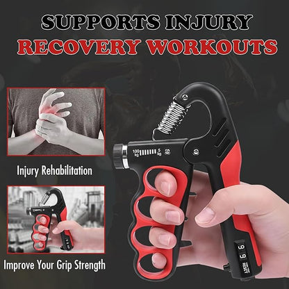 Adjustable Grip Strength Trainer Hand Gripper for Grip Strength, Forearm & Wrist Strengthener, Hand Exerciser for Strength Training & Therapy 11-220Lbs(5-100KG) | Red