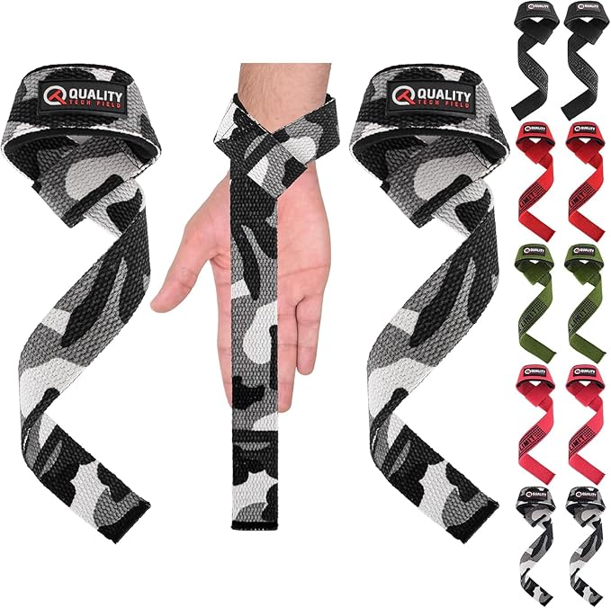QTF Lifting Wrist Straps for Weightlifting, Gym Wrist Wraps Padded Wrist Support Wraps, Bodybuilding, Powerlifting, Deadlifting and Secure Grip