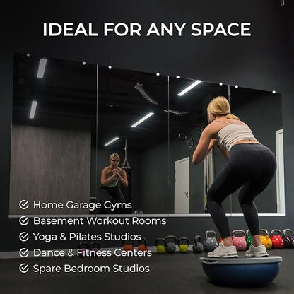 Fab Glass and Mirror Large Gym Mirror for Home Gym 48x60 - Full Length Ultra-Clear Annealed Glass Wall Mount - DIY Workout Display with Safety Backing - 1/4 Inch Low-Iron
