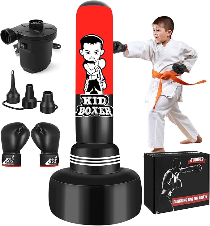 Heavy Punching Bag with Stand Adults Teens,70" Freestanding Boxing Bags Kicking Bag Heavy Bag with Boxing Gloves and Electric Air Pump, Kickboxing Training Equipment Bags Thai Fitness Karate