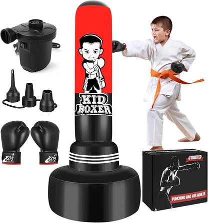 Heavy Punching Bag with Stand Adults Teens,70" Freestanding Boxing Bags Kicking Bag Heavy Bag with Boxing Gloves and Electric Air Pump, Kickboxing Training Equipment Bags Thai Fitness Karate