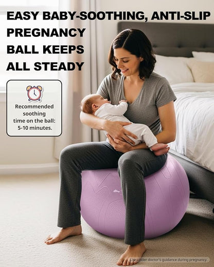 Trideer Pregnancy Birthing Ball, 1.7mm Extra Thick Yoga Ball for Maternity, Labor, Physio, Recovery, Illustrated Exercise Guide & Baby Memory Book Included, 1000LB Anti-Burst & Non-Slip Stability Ball