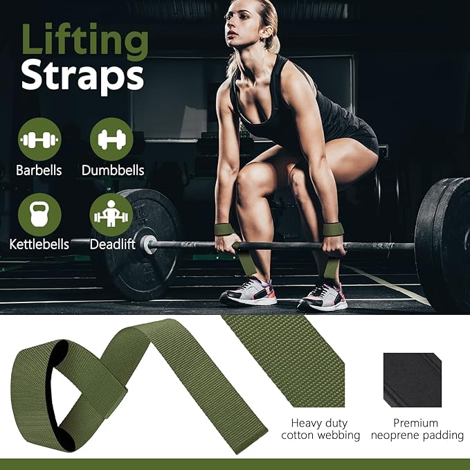 WALITO 8Pcs Barbell Pad Set for Hip Thrust - Squat Pad,Gym Accessories for Women with Bar Bad,Bench Press, with Gym Ankle Straps,Resistance Bands for Working Out,Lifting Strap,Carry Bag