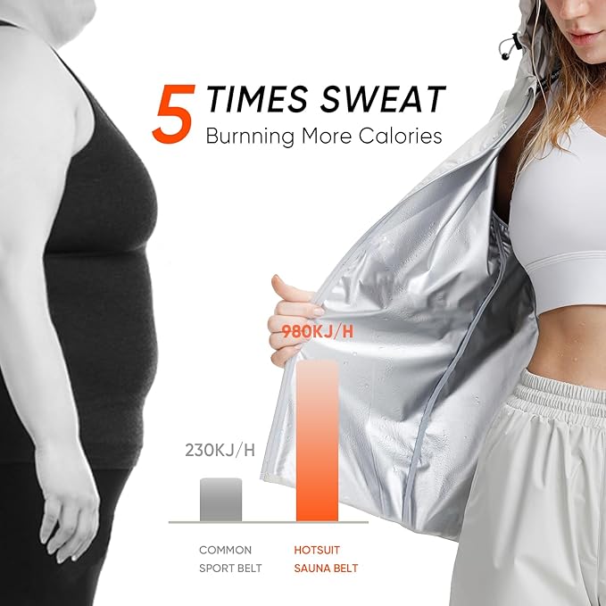 HOTSUIT Sauna Suit Women Machine Washable Sweat Sauna Jacket Pants Anti Rip Sweat Suits for Gym Workout