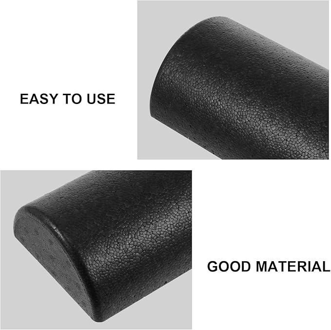Veemoon Epp Half-Round Yoga Roller Black 45cm Back Roller Fitness Foam Massage Stick for Muscle and Deep Tissue Massage at Home
