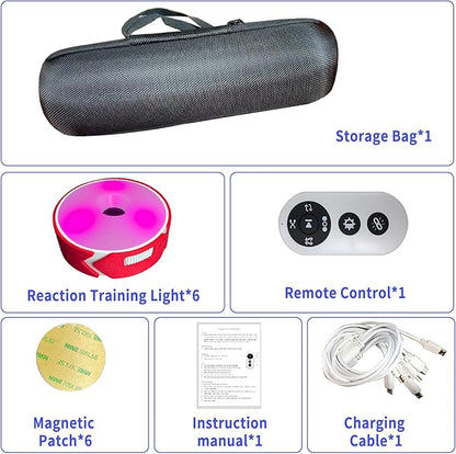 Agility Training Lights, Reaction Training Light of 6PCS Sport Agility Light USB Charging, Last 10 Hours, 10cm Height Sensing Distance, 4 Light Color, 4 Mode, 270 Degree Viewable Angle