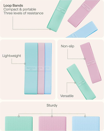 BetterMe Pilates Travel Kit – Pilates Loop Bands, Weight & Resistance Bands – Portable Pilates Kit for Women – Compact Home & Travel Workout Equipment Set