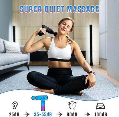 cotsoco Massage Gun Deep Tissue, Muscle Massage Gun with 9 Attachment Heads 20 Speeds & Silent Brushless Motor for Pain Relief, Handheld Percussion Back Massager Gun for Athletes (Black)