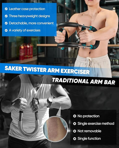 2026 New Saker PowerTwist Arm Trainer, Adjustable Forearm Strengthener, Arm Exercise and Chest Workout Equipment for Home Gym, for Men, Ideas for Fitness Enthusiasts