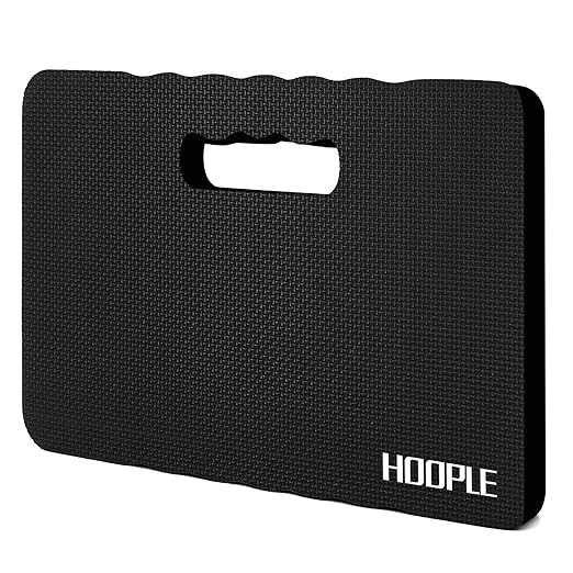 HOOPLE Kneeling Pad for Gardening, Lightweight Foam Knee Cushion for Garden, Bath, Yoga & Exercise, Waterproof Comfort Kneeling Mat for Home, Garage & Outdoor Work, Black 14.6 x 11.5 x 0.7 Inch