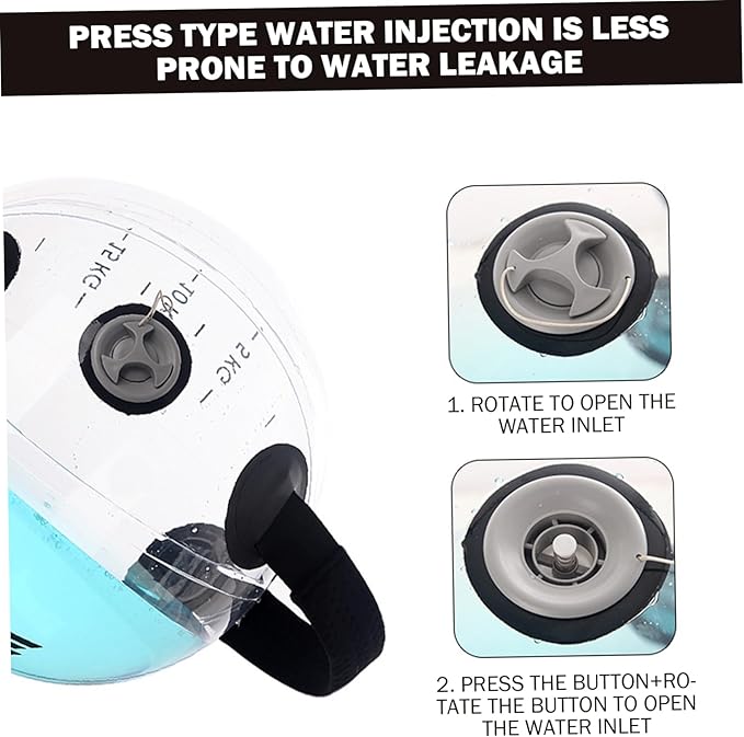 Water Bag Training Baseball Clear Weighted Inflatable Water Fitness Ball Aqua Punching Bag Adjustable with Handle for Core and Balance Training Punching The Air Aqua