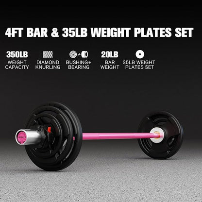 RitFit Barbell Weight Set - 4/6FT Olympic Barbell with Weight Plates (55-115LB Total) - Weightlifting Equipment for Squats, Curls, Deadlifts, Presses, Hip Thrusts