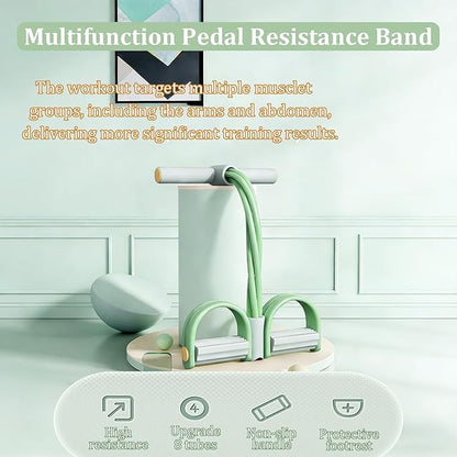 8 Tube Pedal Resistance Device, Enhance Synthetic Rubber Pedal Resistance Band with Handle for Arm/Abdomen/Waist/Leg Stretching & Shaping Exercises (Grayish Green)