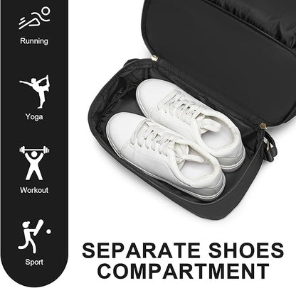 seyfocnia Gym Backpack for Women, Gym Bag with Shoe Compartment Lightweight Travel Workout Sports Backpack Womens Black