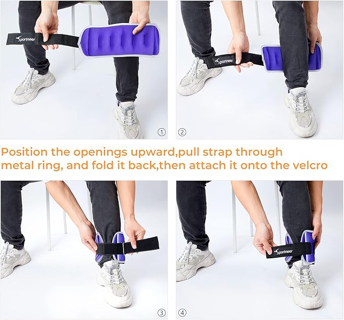 Sportneer Ankle Weights Wrist Weights Pair of 1/2/4/6/10 LBS for Men Women Kids Strength Training Wrist and Ankle Weights Set with Reflective Strips for Dancing Running Walking Fitness Workout Gym