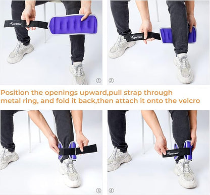 Sportneer Ankle Weights Wrist Weights Pair of 1/2/4/6/10 LBS for Men Women Kids Strength Training Wrist and Ankle Weights Set with Reflective Strips for Dancing Running Walking Fitness Workout Gym
