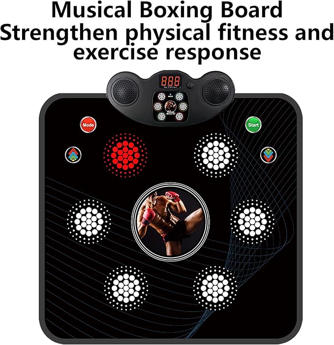 Kids Musical Boxing Machine/Mat with Boxing Gloves, 9 Modes, 420 Levels, 7 Light Effects, Memory and Reaction Training Equipment, No Installation Needed, for Children.