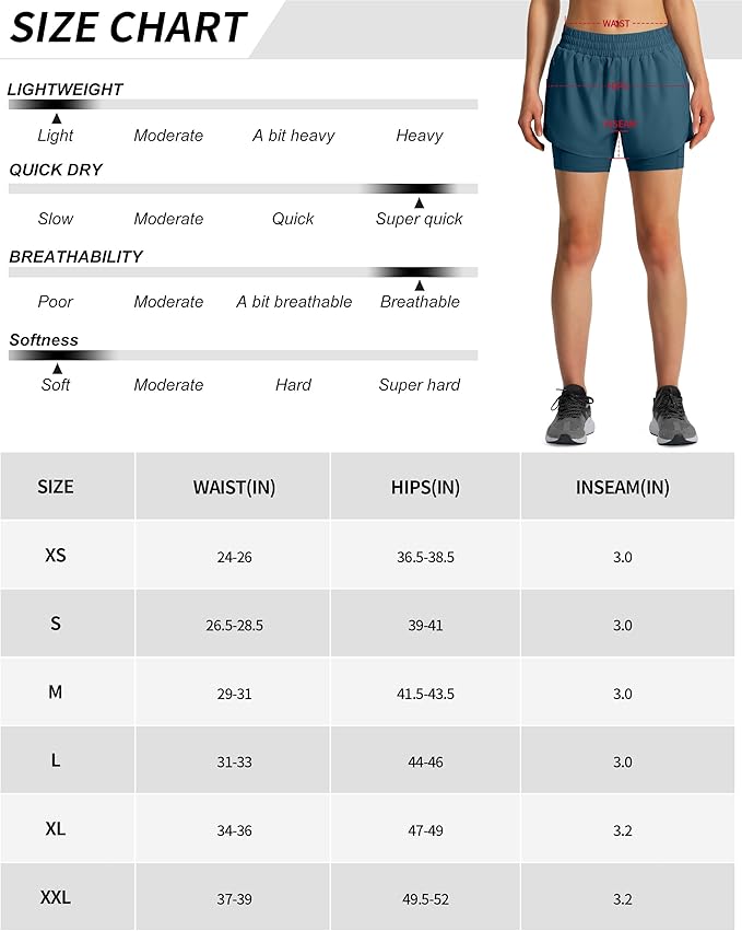 Ksmien Women's 2 in 1 Running Shorts Quick Dry Athletic Gym Workout Shorts with Liner Phone Pockets