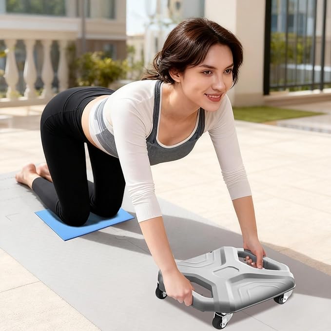 Bosreroy Core Trainer Ab Roller Wheel With Knee Pad, Home Gym Exercise Equipment, Fitness Silent Gliding Disc For Core Workout, Plank Ab Wheel, Gray