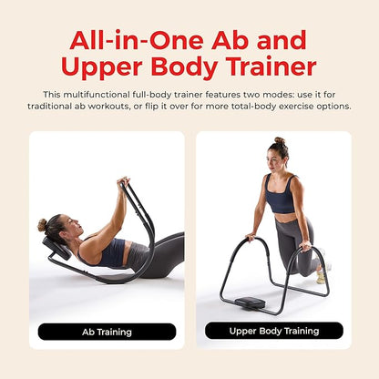 Sunny Health & Fitness Waist Trainer Ab Roller with Elbow Support, Training Wheels, Foldable for Home Gym, Abdominal Exercises, Core Strength, Glute Trainer, Crunch Workouts with Optional Dip Station