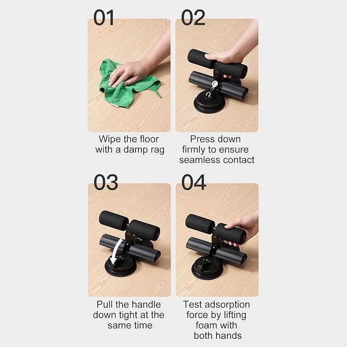 cdar Sit-up Assistant Bar with Resistance Band Abdominal Core Training Sit-up Foot Holder with Dual Suction Cups Home Gym Exercise Equipment