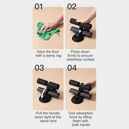 cdar Sit-up Assistant Bar with Resistance Band Abdominal Core Training Sit-up Foot Holder with Dual Suction Cups Home Gym Exercise Equipment