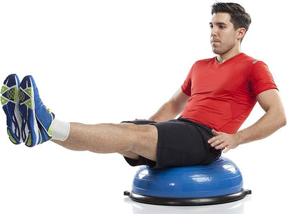 Balance Ball Trainer Half Yoga Exercise Ball Fitness Workout Ball with Resistance Bands and Foot Pump for Yoga Fitness Home Gym Workout Blue