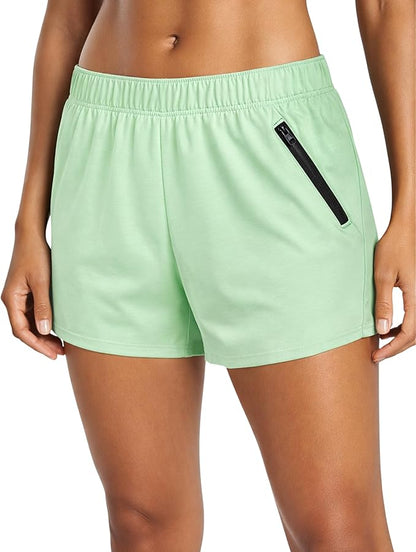 Liberty Imports 1 or 5 Pack Womens Lounge Workout Shorts with Zipper Pockets 5" Inseam Lightweight Athletic Casual Shorts
