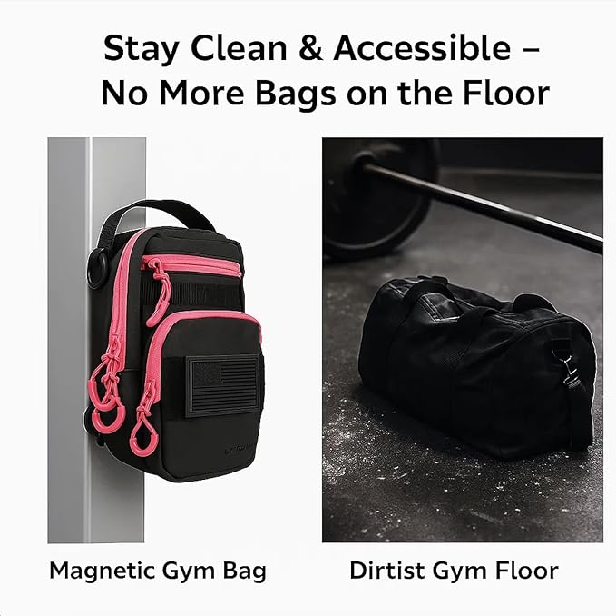LEPHYON Magnetic Gym Bag Women, Small Gym Bag for women, Crossbody Mini Bags with Strong Magnets, USB Charging Port, Multi-Carry Design, Perfect for Workout, Best Gift for Fitness Lover