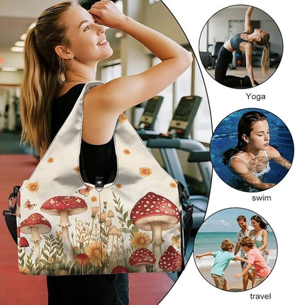 Gym Bag with Yoga Mat Holder Large Tote Bag With Multi Pockets for Women Men Dry Wet Separated Pocket Carryall Yoga Tote Bag for Pilates Travel Workout Office