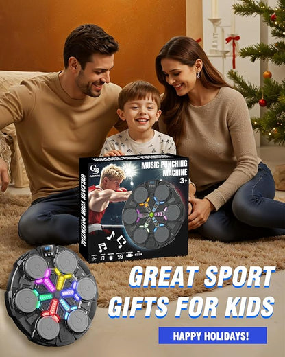 Upgraded Music Punching Machine for Kids and Adults, Wall Boxing Punching Pad with Bluetooth & Rhythm Lights, 3 Speed Modes, Home Fitness Boxing Equipment with Gloves for Boys Girls Teenagers