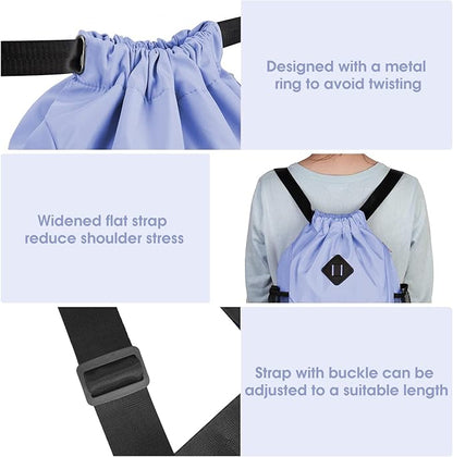 WANDF Drawstring Backpack Sports Gym Bag with Shoes Compartment, Water-Resistant String Backpack Cinch for Women Men (Small,Light Blue)