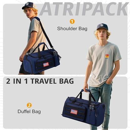 Tactical Gym Bag for Men, 60L Large Capacity Duffle Bags with Shoes Compartment, Sports Bag with wet compartment, Multi-functional Weekend Bags Suitable for Travel, Camping,hiking