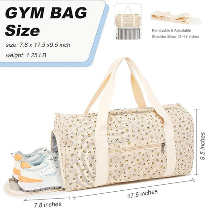 BTOOP Duffle Bag for Gym Sports Women Girls Workout Travel Bag Weekender with Shoe Compartment and Wet Pocket