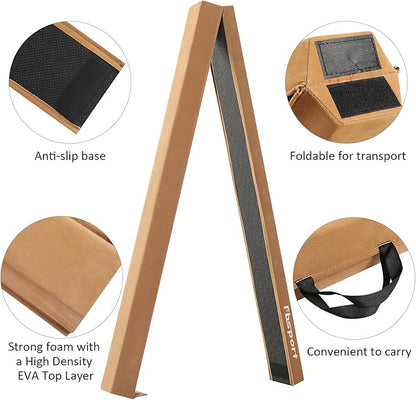 FBSPORT 8ft/9ft/9.5ft Balance Beam Folding Gymnastics Beam Foam Balance Floor Beam Equipment for Kids Adults, Suede Cover Anti Slip Base with Carry Bag for Home School Gym Training