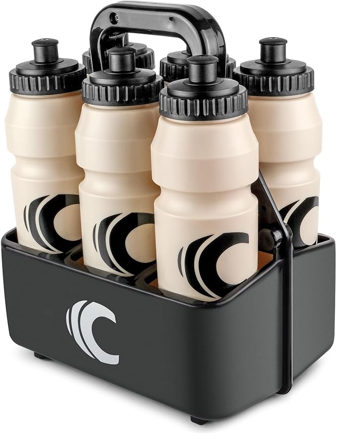 Cannon Sports 1 Liter Sports Water Bottle, BPA-Free, 34oz Capacity, Large Mouth, 2 lids (Straw & Squeeze) with Carrier, Great For Helmet Sports Such As Hockey, Lacrosse, Football, Boxing (Natural)