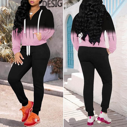 CLOCOR Track Suits for Women Set - Casual 2 Piece Outfits Sweatsuit Pocket Hoodies Long Sleeve with Patchwork Pants Set