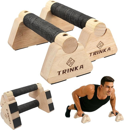Wooden Parallettes Push Up Bars, 2 PCS Wood Calisthenics Bars with Non-Slip Base, Pushup Handles for Floor Home Fitness, Workout Equipment for Men and Women Strength Training