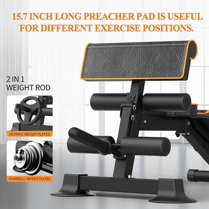 Adjustable Weight Bench multi-function Workout Bench for Home Gym,Foldable Incline Decline Benches for Full Body Workout 660LBS