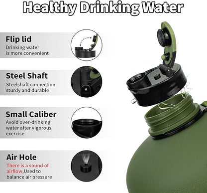 TOOFEEL 1 Gallon Water Bottle,Leakproof,Bpa Free,Dishwasher Safe,128 oz Large Water Jug wiht Handle,Travel & Camping & Sports & Gym Water Bottle For Men and Women - Olive Bottle