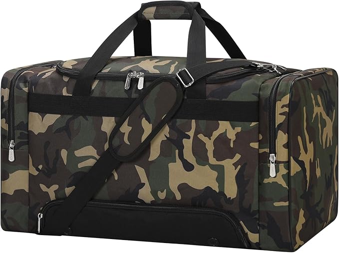 24 inch Gym Duffle Bag with Shoe Compartment - 55L Mens Gym Bag for Sport Travel Workout-Camo