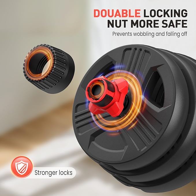 Adjustable Dumbbells, 20/30/40/55/60/70/80/90lbs Free Weights Dumbbells Convertible 2 or 3 in 1 Set Used as Barbell, Kettlebells, A Pair of Lightweight for Home Gym