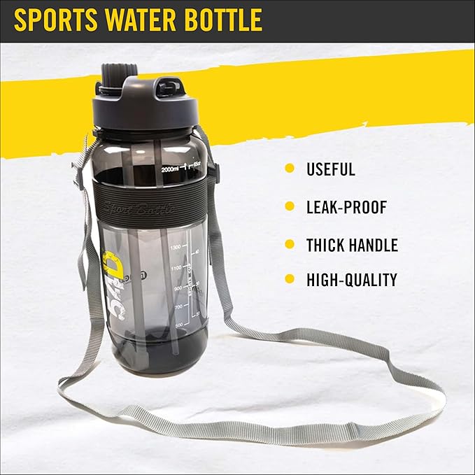 54D SPORTS WATER BOTTLE, Half Gallon Water Bottle with Time Marker, Motivational Water Bottle with Straw, for Fitness and Outdoor Activities