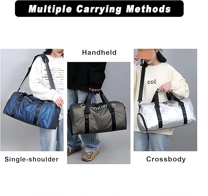 Gym Bag for Men Women Waterproof Duffle Bag with Shoes Compartment and Wet Pocket Multipurpose Sports Weekender Bags for Travel, Sports, Fitness and Workout,Black