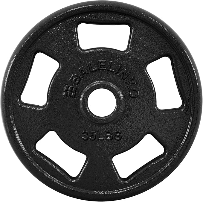 Balelinko Cast Iron 2-Inch Olympic Grip Plate Weight Plate for Strength Training, Weightlifting and Crossfit